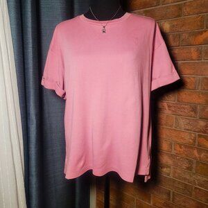 A New Day Cozy Knit Short-Cuffed Sleeve T-Shirt - Rosy Pink - XXL (Fits as a L)